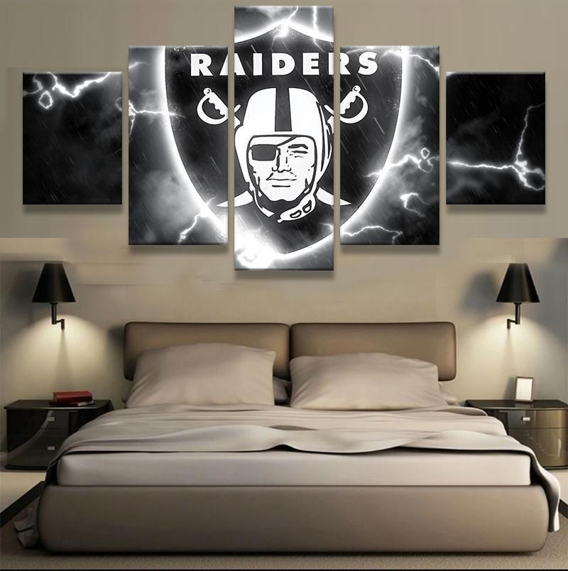 Oakland Raiders Thunder Logo Football – Canvas Wall Art