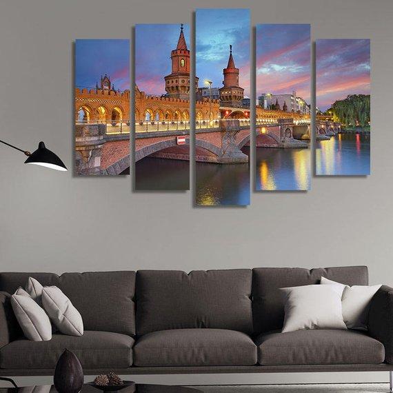 Oberbaum Bridge Berlin At Sunset – Nature Canvas Wall Art