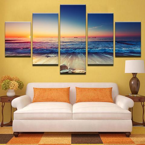 Ocean Beach Sunset Abstract – Nature Canvas Wall Art