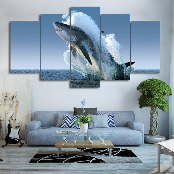 Ocean Great White Shark 3 – Animal Canvas Wall Art