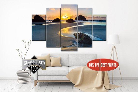 Ocean Sea Palm Sunset 1 – Nature Canvas Wall Art