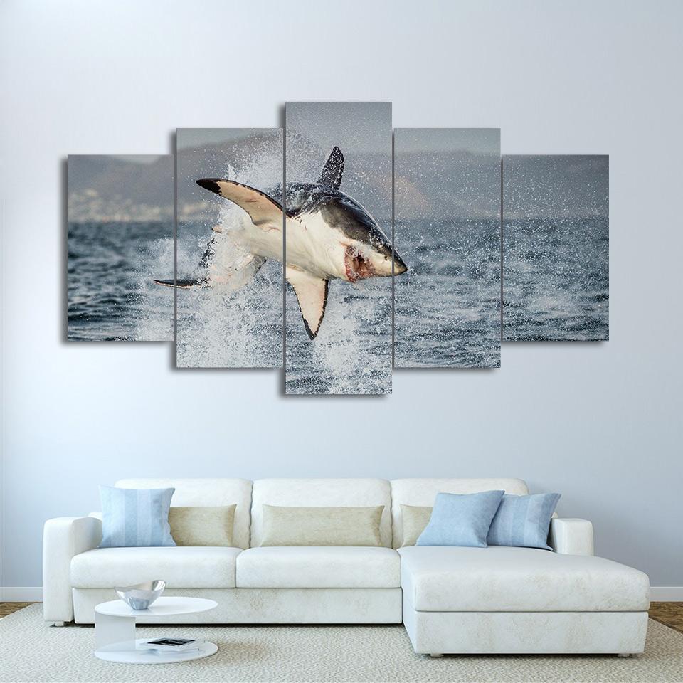 Ocean Shark Jumps – Animal Canvas Wall Art