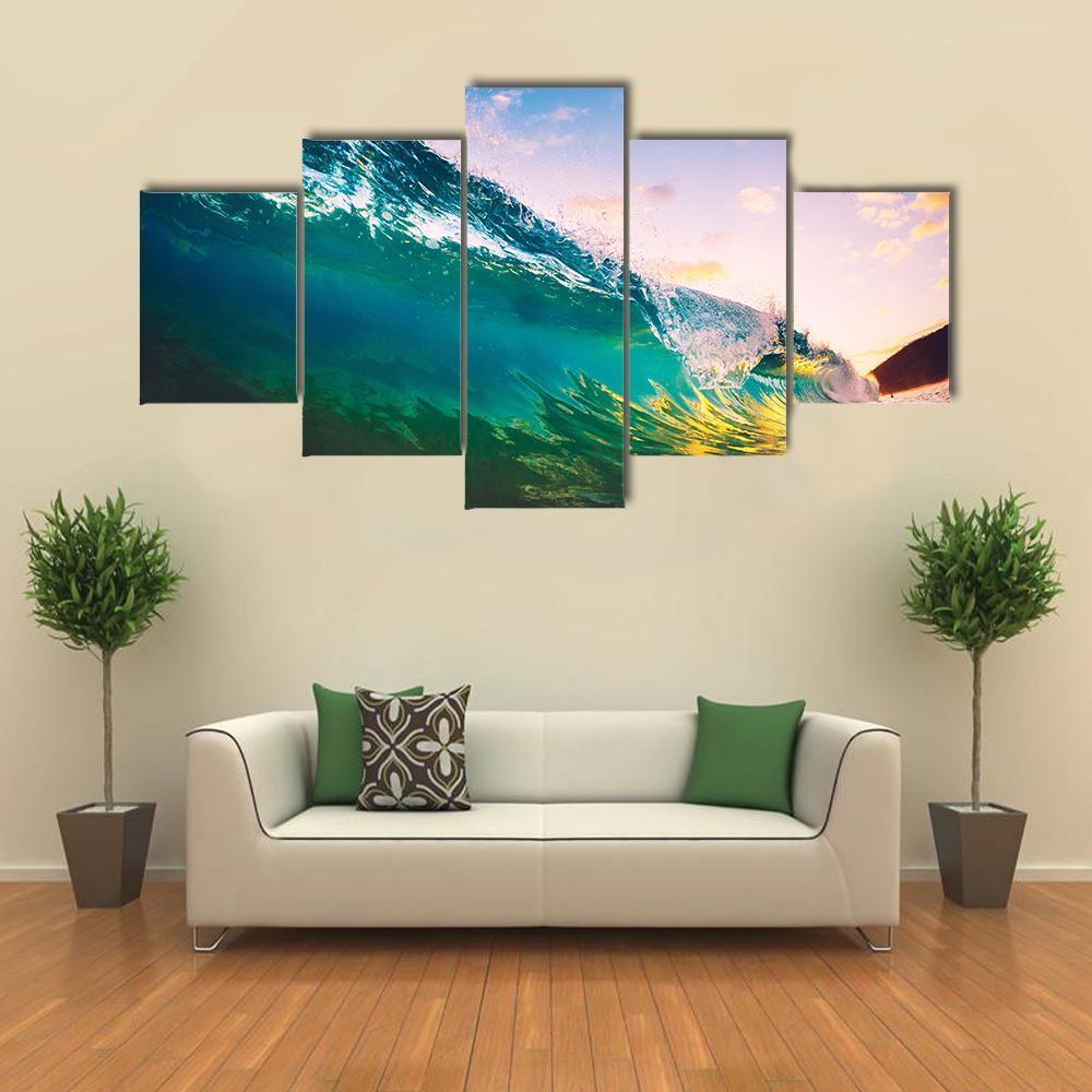 Ocean Wave At Sunset – Nature Canvas Wall Art