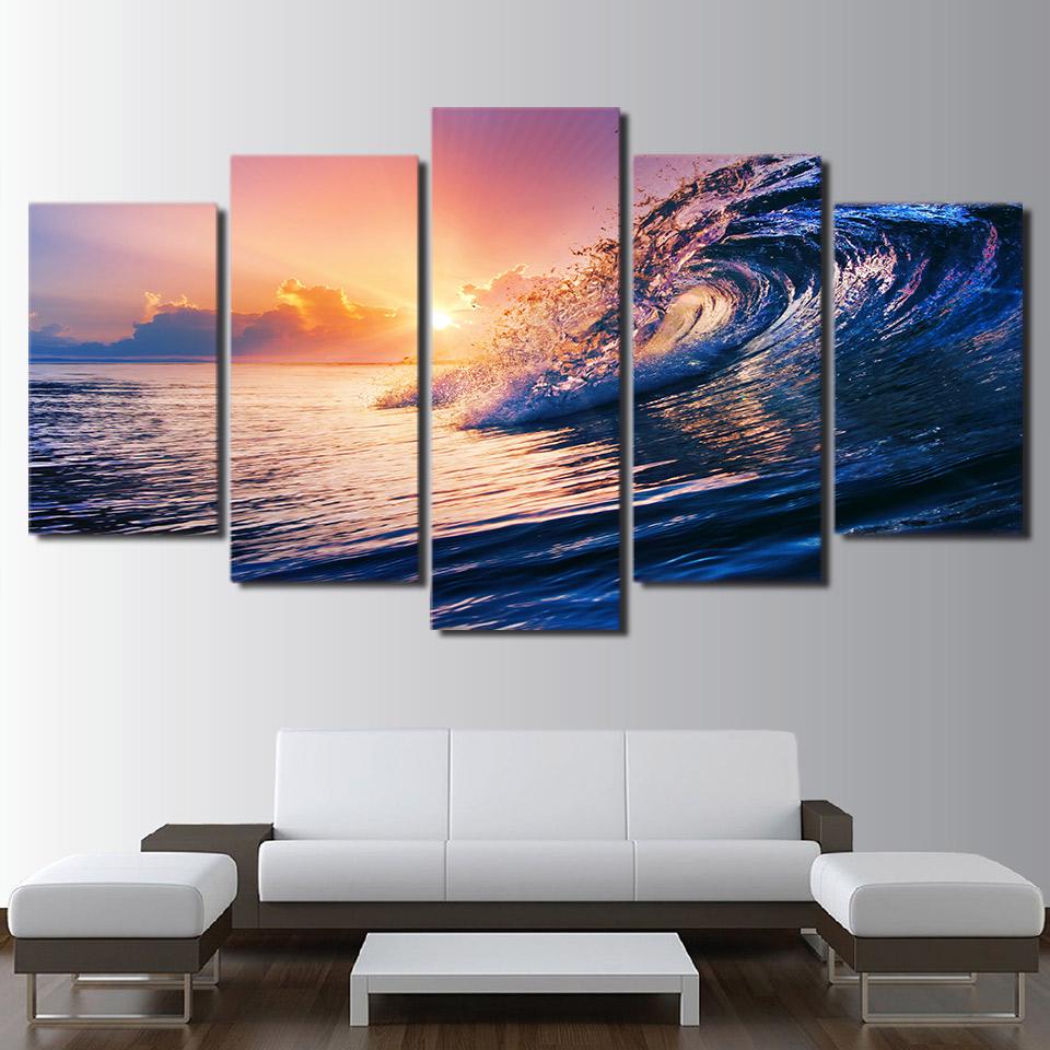Ocean Wave Blue Sea Sky – Nature Canvas Wall Art