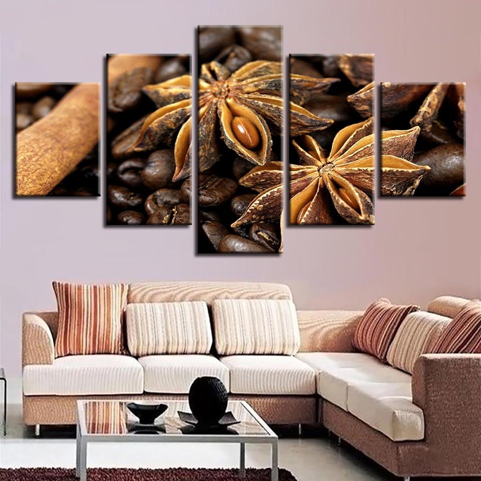 Octagon Spices And Coffee Bean – Nature Canvas Wall Art