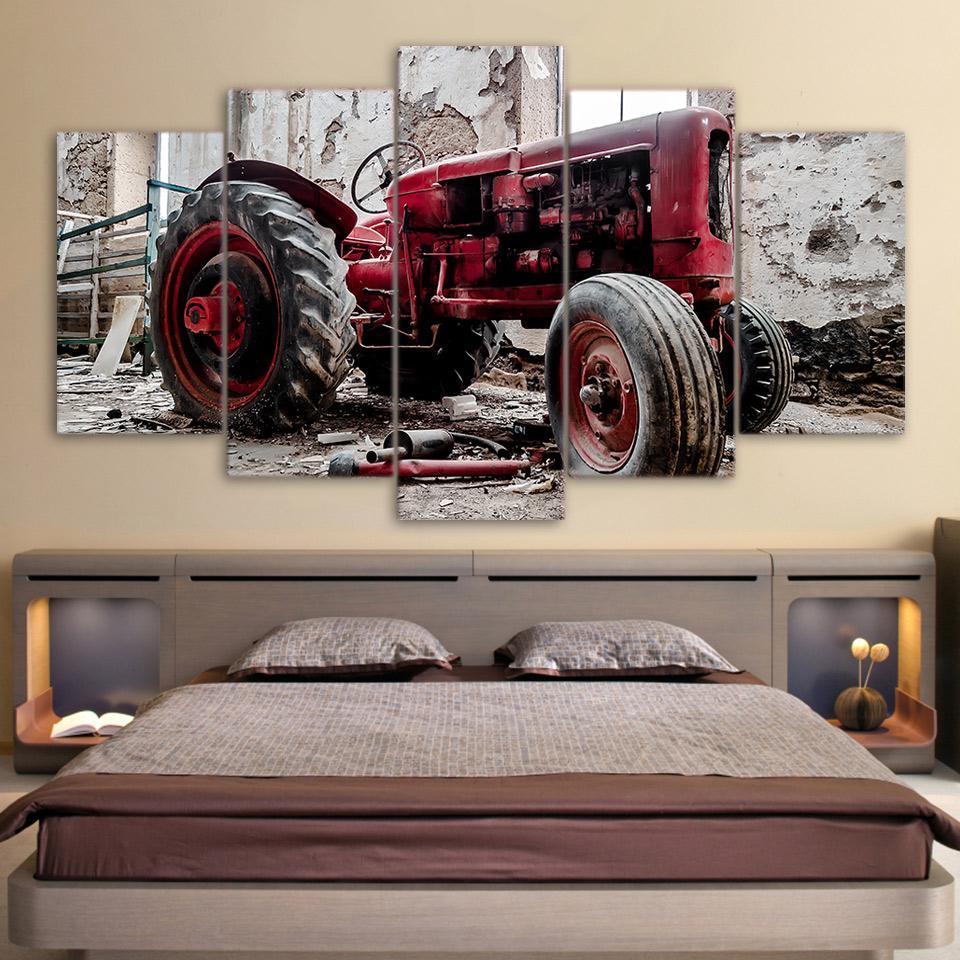 Old Broken Tractor Car – Automative Canvas Wall Art