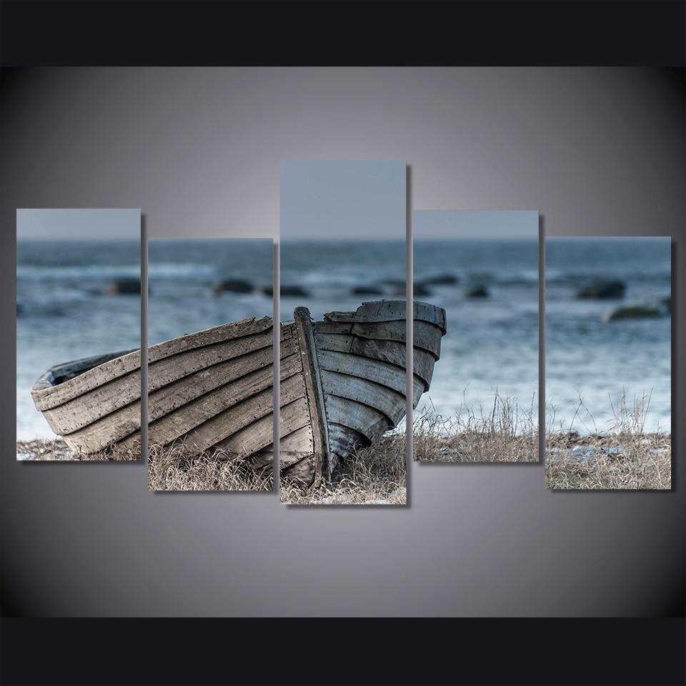 Old Small Wooden Boat – Nature Canvas Wall Art