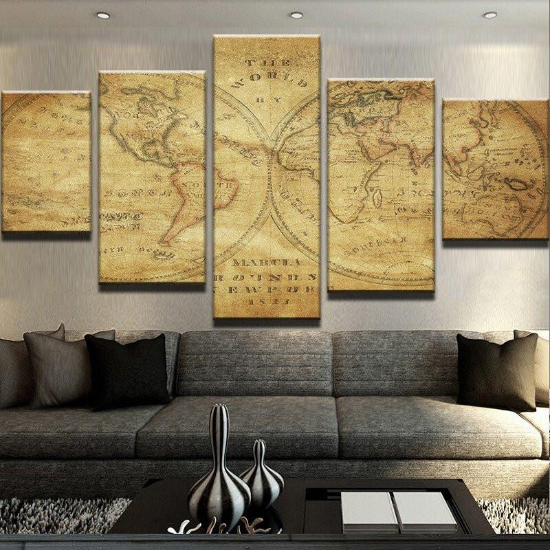 Old World Rustic Map – Abstract Canvas Wall Art