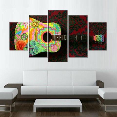 Om Guitar – Music Canvas Wall Art