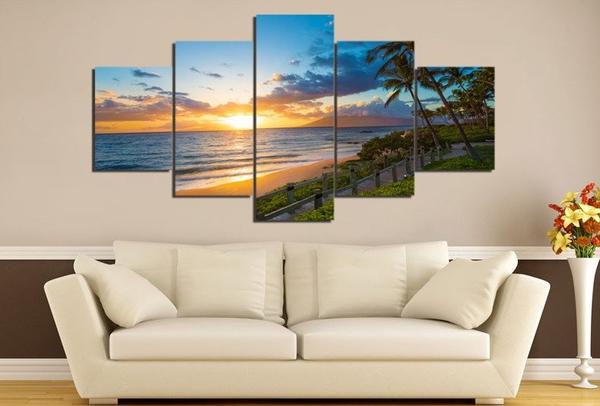 On The Boardwalk During Sunset Sunrise – Nature Canvas Wall Art