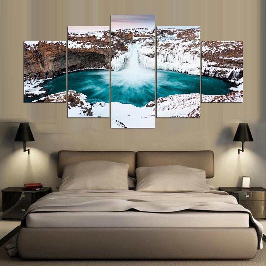 Or Bedroom Falls Iceland – Nature Canvas Wall Art