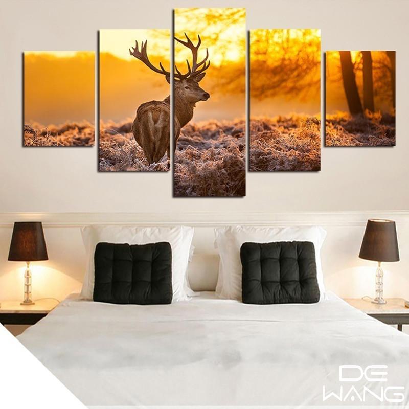 Orange Autumn Deer – Animal Canvas Wall Art