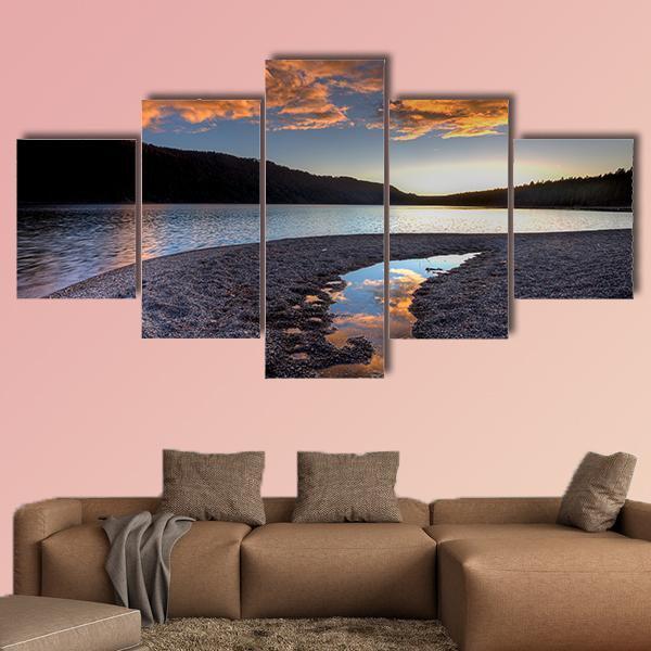 Orange Clouds At Sunset Over Pend Oreille Lake – Nature Canvas Wall Art