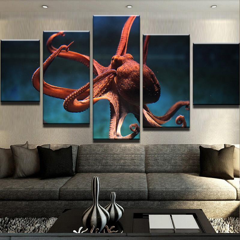 Orange Octopus – Animal Canvas Wall Art
