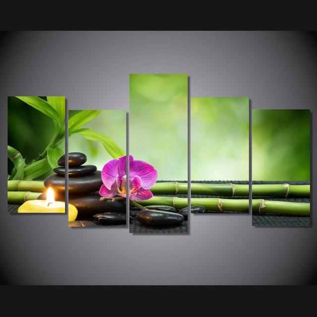 Orchids Bamboo – Nature Canvas Wall Art