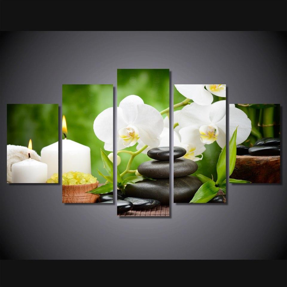 Orchids Stone Candle – Nature Canvas Wall Art
