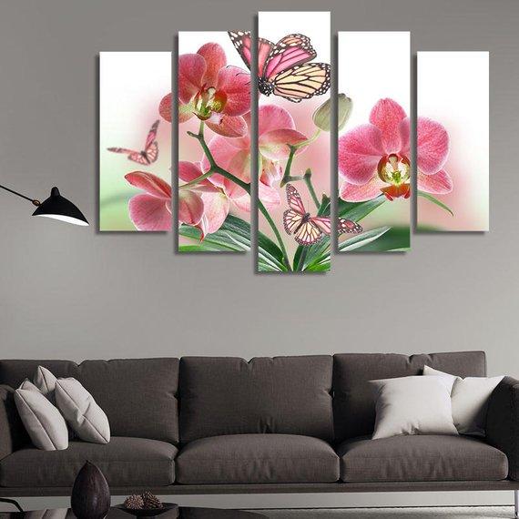 Orchids With Butterflies – Nature Canvas Wall Art
