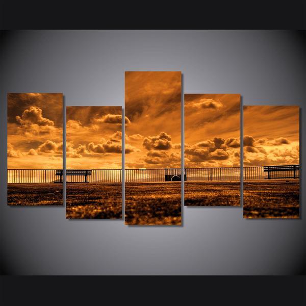 Outdoor Sidewalk And Railing 01 – Nature Canvas Wall Art