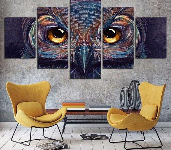 Owl Colorful 3 – Abstract Animal Canvas Wall Art