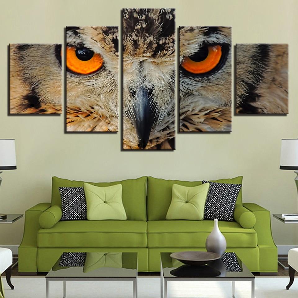Owl Face Red Eyes – Animal Canvas Wall Art