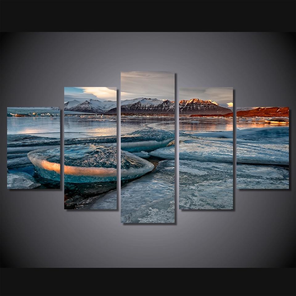 Ozero Gory Sneg Bereg Priroda – Nature Canvas Wall Art
