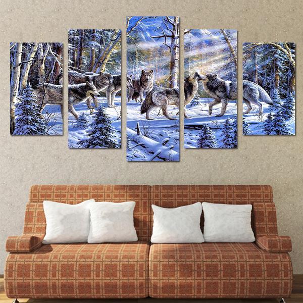 Pack Of Wolves Wolf In Snow 02 – Animal Canvas Wall Art