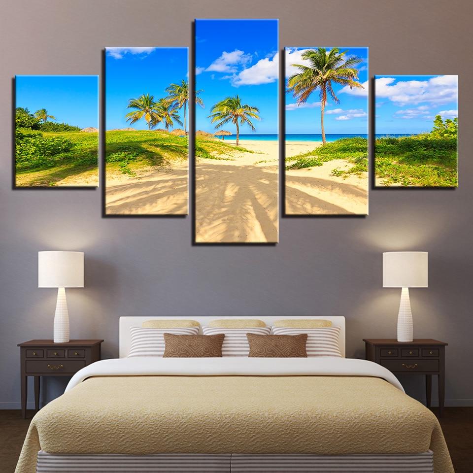 Palm Tree Beach 2 – Space Canvas Wall Art