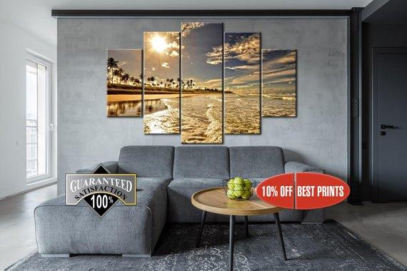 Palm Tree Beach Seascape – Nature Canvas Wall Art