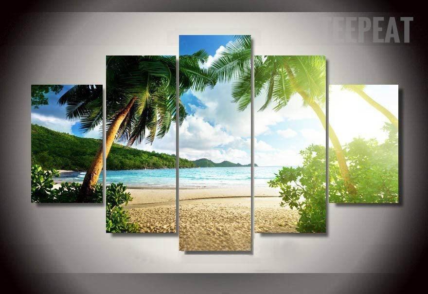 Palm Trees At The Beach – Nature Canvas Wall Art