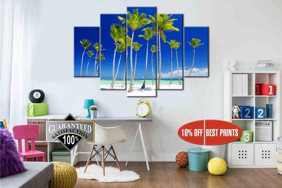 Palm Trees Beach Seascape – Nature Canvas Wall Art