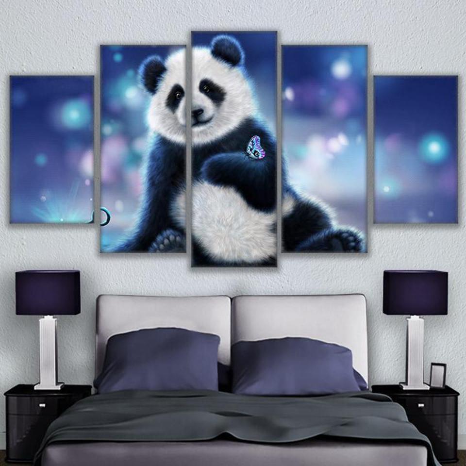 Panda And Butterfly Animal – Canvas Wall Art