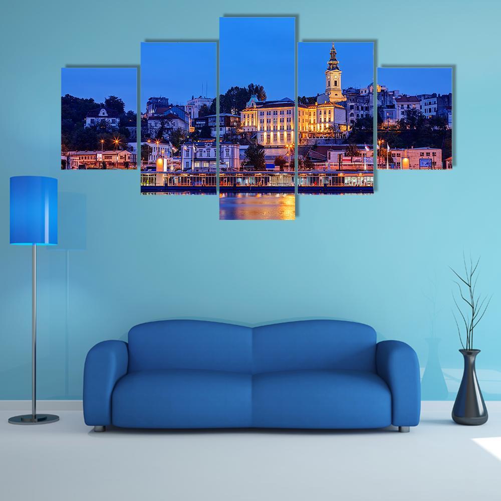 Panorama Of Belgrade At Night – Nature Canvas Wall Art