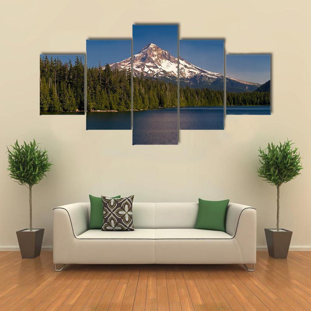 Panorama Of Lost Lake And Mount Hood – Nature Canvas Wall Art
