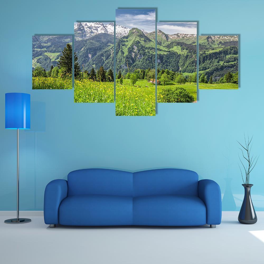 Panorama Of Swiss Alps – Nature Canvas Wall Art