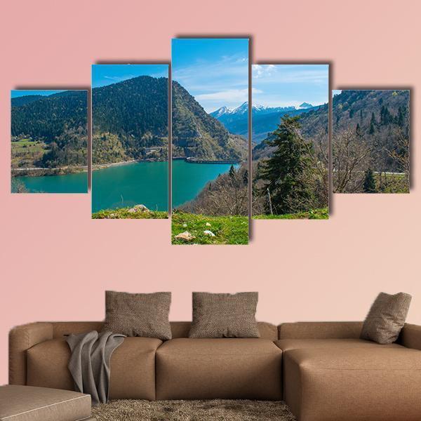 Panoramic View Of Plastiras Lake In Central Greece – Nature Canvas Wall Art