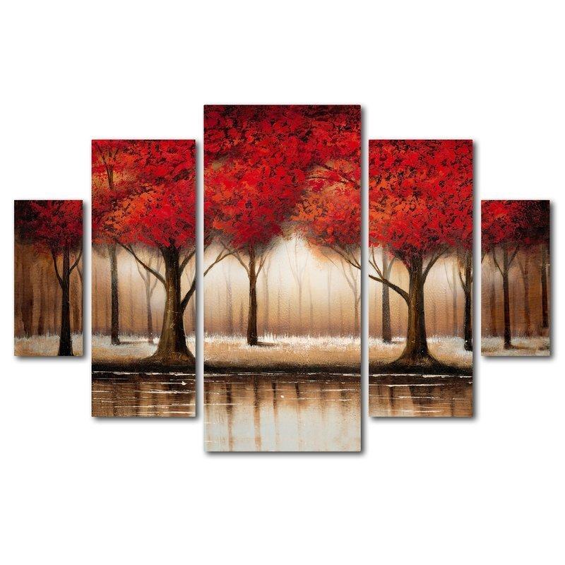 Parade Of Red Tree Landscape – Nature Canvas Wall Art
