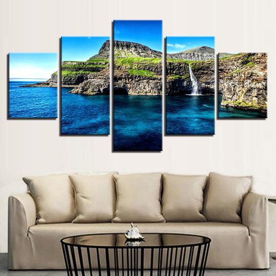 Paradise Is An Island Alpine Waterfall – Space Canvas Wall Art