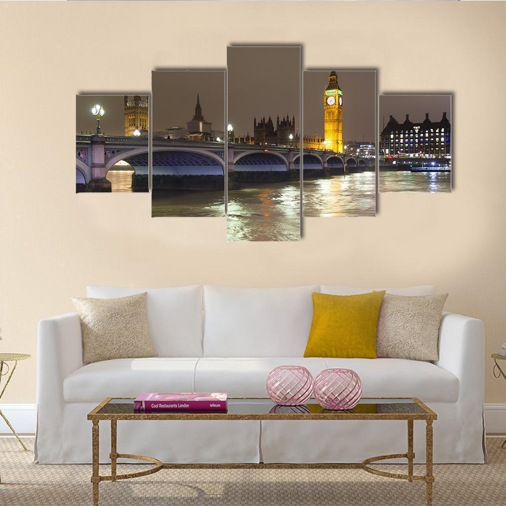 Parliament And Big Ben At Night In London – Nature Canvas Wall Art