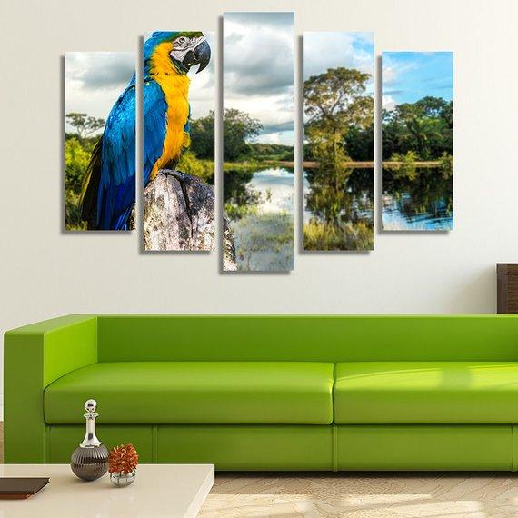 Parrot Macaw In Pantanal Brazil – Animal Canvas Wall Art