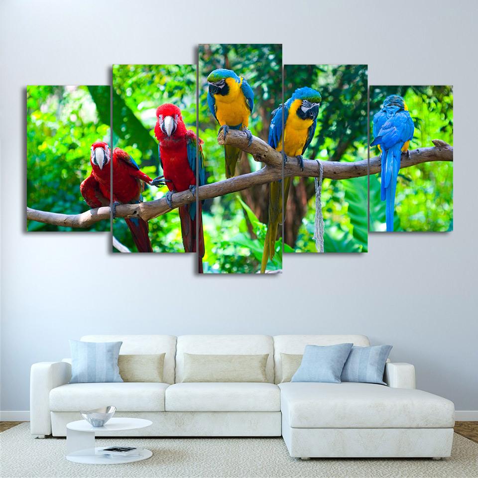 Parrot On The Branch – Animal Canvas Wall Art
