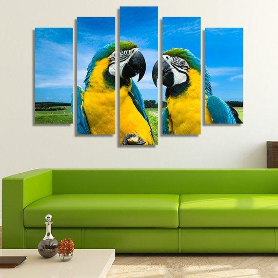 Parrots In Love – Animal Canvas Wall Art