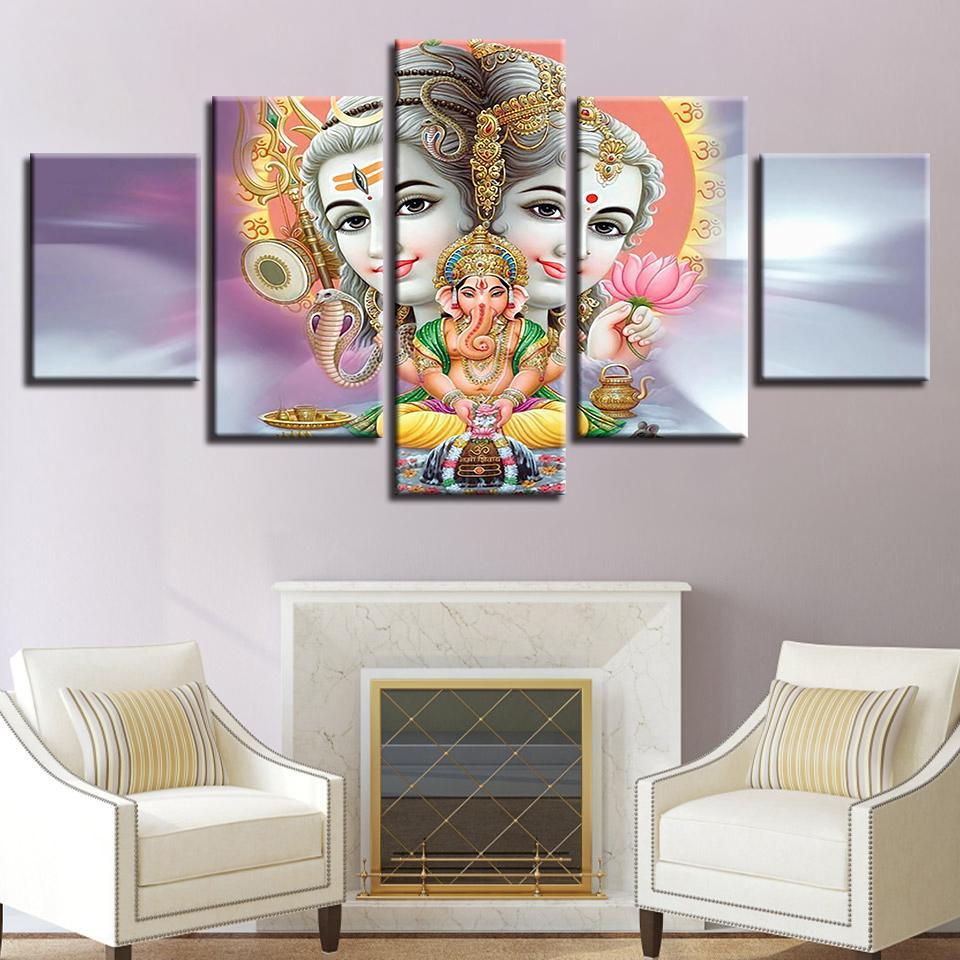 Parvati – Ganesh – Shiva – Religion Canvas Wall Art