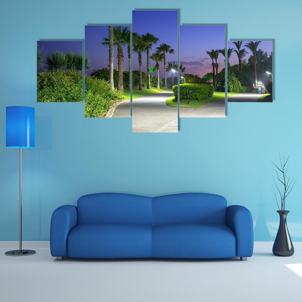 Pathway With Palm Trees At The Beach Of Turkey – Nature Canvas Wall Art