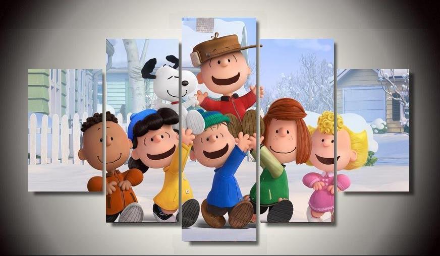 Peanuts – Snoopy – The Peanuts Gang In Christmas 1 – Cartoon Canvas Wall Art