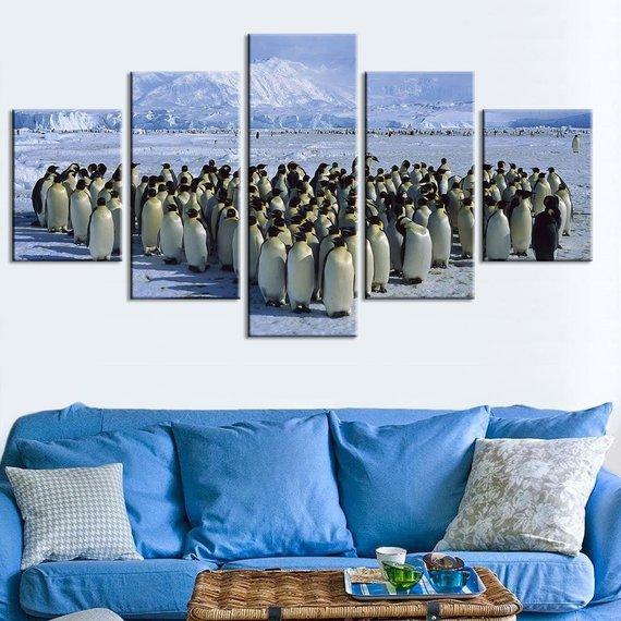 Penguins Snow Penguin Birds – Animal Canvas Wall Art