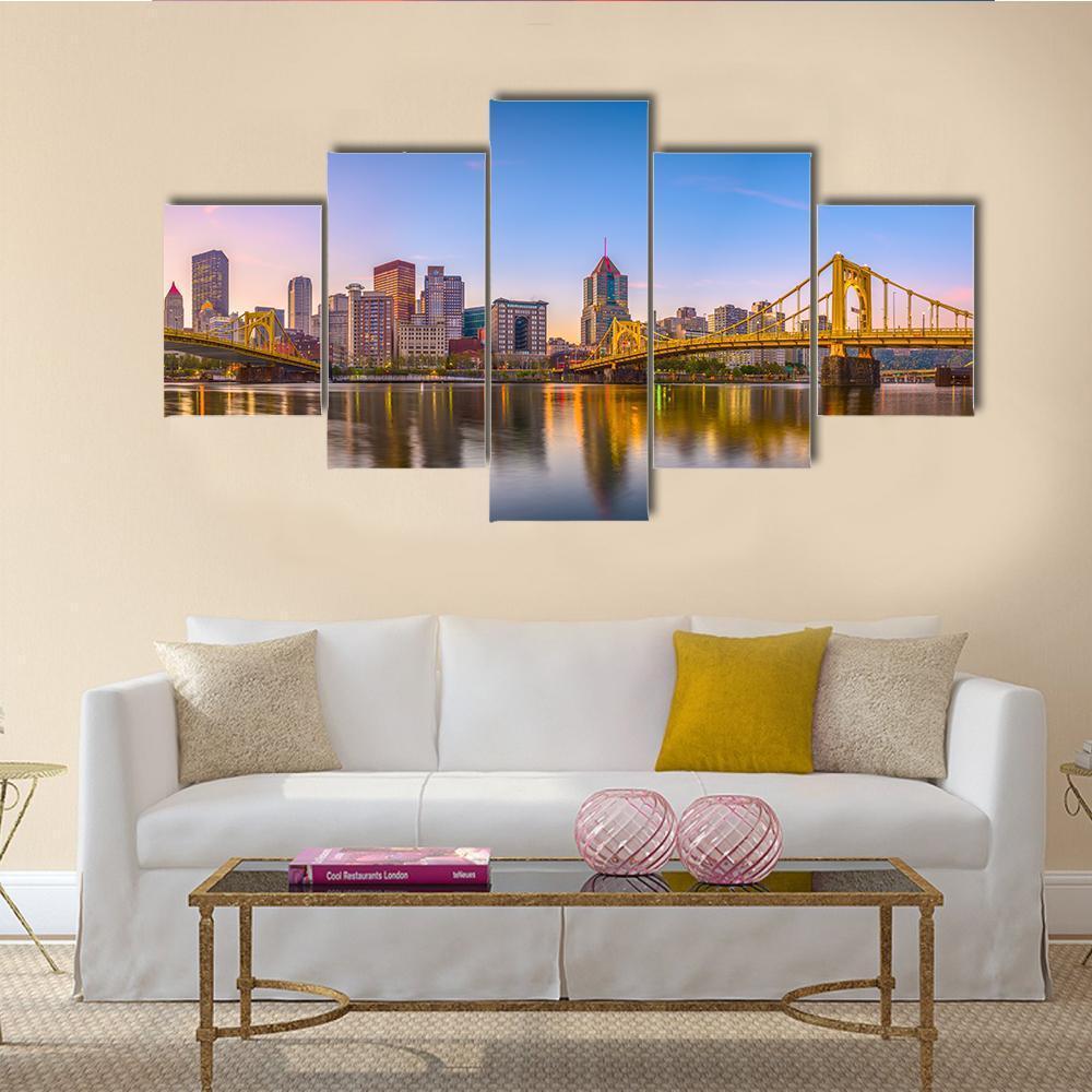 Pennsylvania Skyline On The Allegheny River – Nature Canvas Wall Art