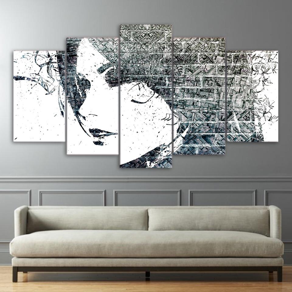 Pensive Girl Sketch – Abstract Canvas Wall Art
