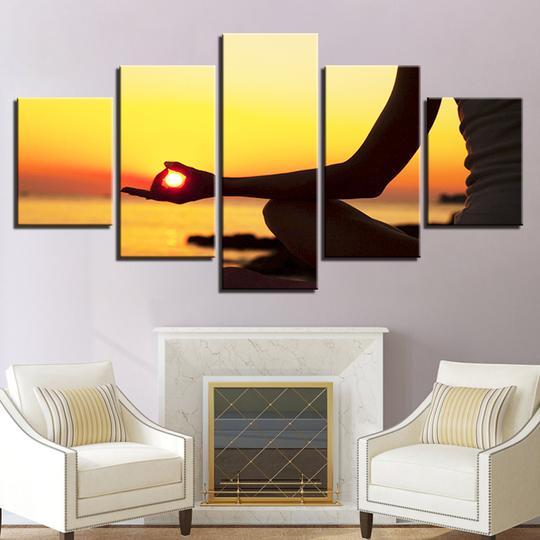 Perfectly Timed Beach Sunset – Nature Canvas Wall Art