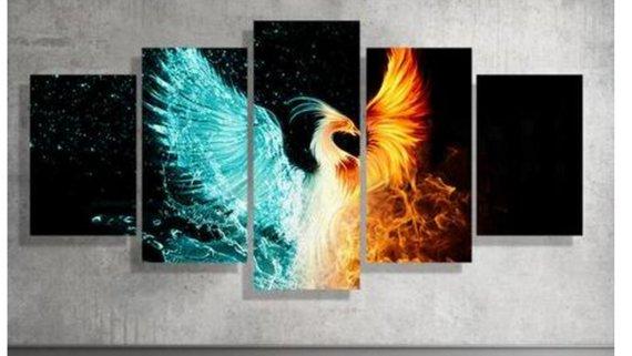 Phoenix Bird Rising – Abstract Animal Canvas Wall Art