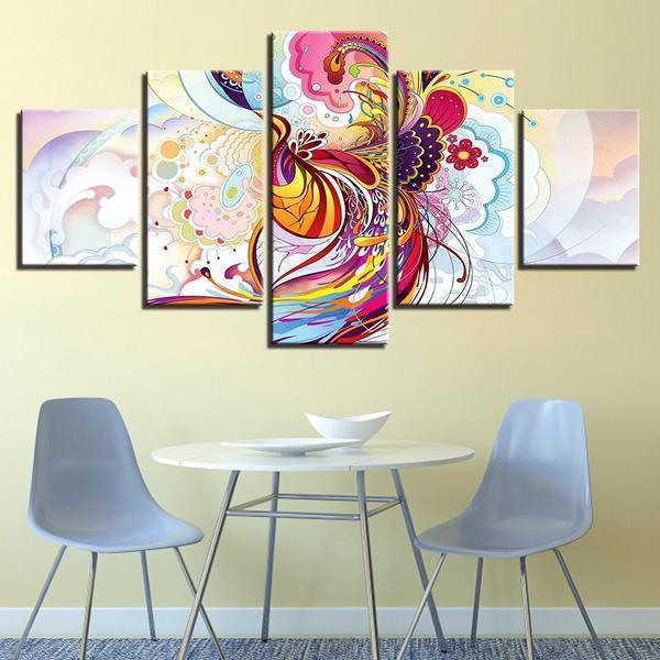Phoenix Flowers Vine – Abstract Animal Canvas Wall Art